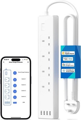 Smart Steckdosenleiste 4 Steckdosen 4 USB Ports Smart Verlängerungskabel Alexa Google Apple