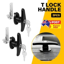 2Pcs T-Handle Locks Metal Black w/ 4 Keys Utility For Canopy Caravan Rear Door