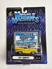 Muscle Machines '57 1957 Chevy Bel Air Yellow Hot Rod Classic Car 1:64 Sealed