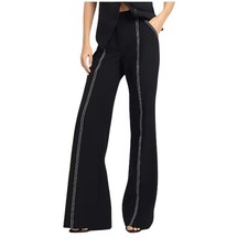 Express Editor Studio Stretch Pin-tuck High Waisted Flare Trouser 8R Black NWOT