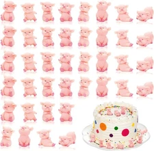 Goaste 40 Pieces Miniature Pig Figurines, Cute Pink Piggy Toy Figures, Small 