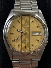 Seiko 5 Automatic 21 Jewels Gold Pattern Dial Day Date Men’s Watch 7S26 Japan