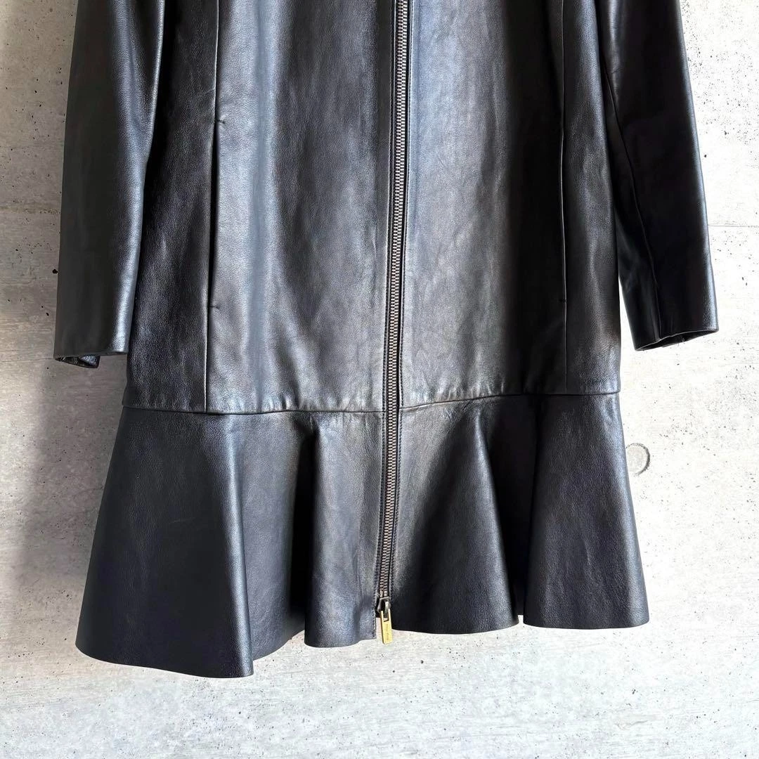 MIU MIU abito pelle di agnello cappotto zip nero archivio donna taglia 38 GIAPPONE