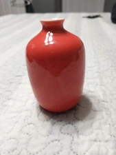 Chinese Jingdezhen MK BO JIA Vibrant Red Glazed Porcelain Flower Vase Home Decor