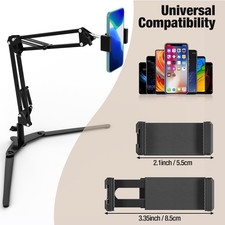 Overhead Phone Mount with Holder Stand for Recording Adjustable Tabletop Live