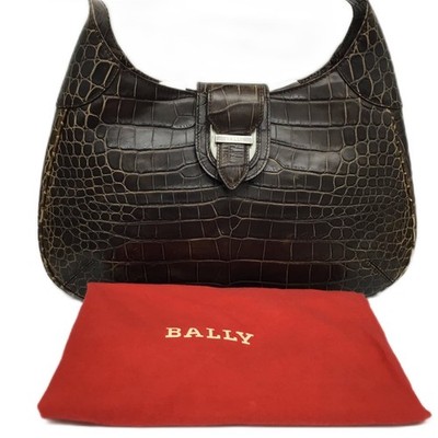 Auth BALLY Near Mint Tote Bag Hand Bag W/ Red Storage Bag Leather Brown 