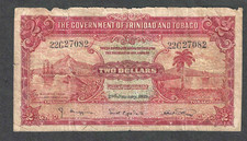 TRINIDAD & TOBAGO $2 1939 ISSUE ~ P-6b ~ SCARCE NOTE