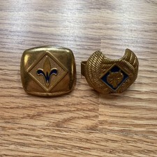 Vintage Boy Scouts Cub Scouts Brass Belt Buckle Fleur-De-Lis Slide Lot Of 2