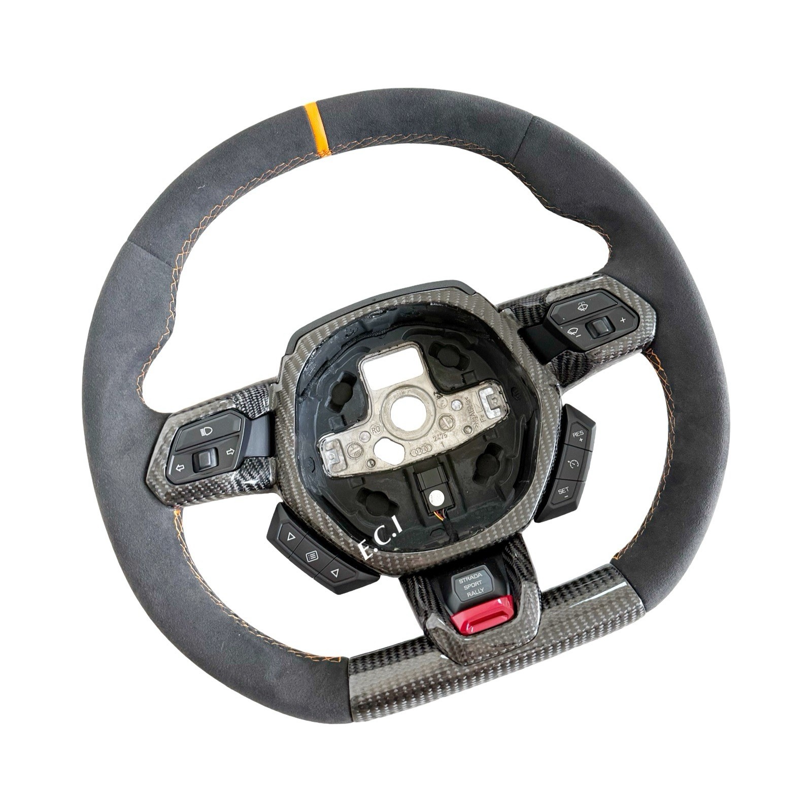 ORANGE GENUINE OEM LAMBORGHINI HURACAN  EVO STO ALCANTARA CARBON STEERING WHEEL