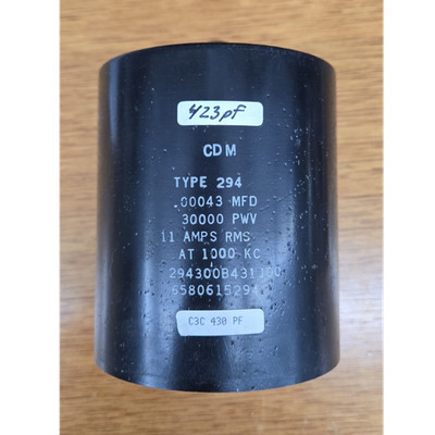 CDM Type 294 Fixed Mica Film Capacitor 430 pF 30,000 V MPN 294300B431J00