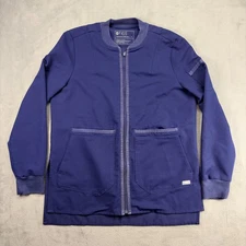 Figs Bellery Scrub Jacket Women's Small Blue Full Zip Pockets Stretch Nurse