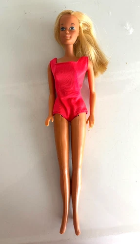 Vintage 1975 Malibu Barbie Doll w Original Red Swimsuit Korea 70s Mattel