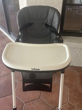 Infans Adjustable Baby High Chair w/ Removable Tray, Gray Seat White Legs