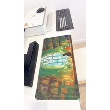 Green Witchy Greenhouse  Black Cat Large Gaming Mouse Pad 23.6"x11.5" Non-Slip