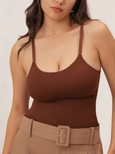 Shapermint Essentials all day every day scoop neck Cami chocolate XL
