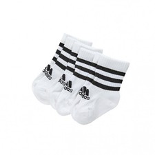 Adidas Kids 3-Stripes Cushioned Crew Socks Small 3 Pairs White DZ9346-KS