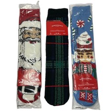 Christmas Super Soft Crew Socks 3 Pair Holiday Santa Plaid Candy Cane Size 6-12