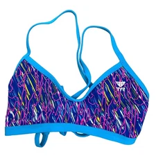 TYR DuraFast One ELECTRO CrossCut Tieback Swim Top - Blue Multi - Large 10/12