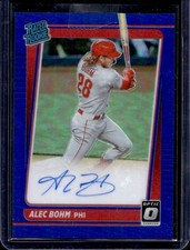 2021 Panini Donruss Optic Alec Bohm Rated Rookie Blue Auto RC #/15 Phillies