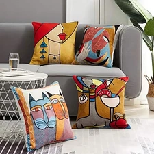 Sofa Cushion Cover Printed Short Plush Pillow Case Outdoor Home Decorative 45X45