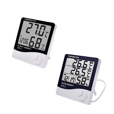 LCD Digital Thermometer Hygrometer HTC-1 HTC-2 Indoor Outdoor Temperature Clock