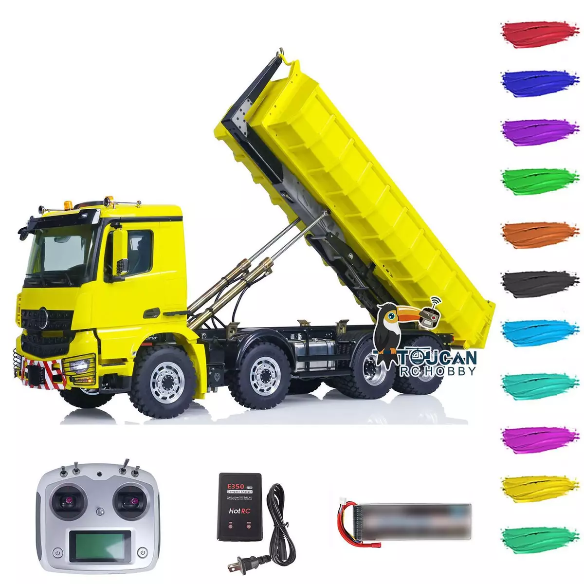 1 14 LESU RTR Hydraulic RC Full dump Truck 8x8 Metal Construction Vehicles Model