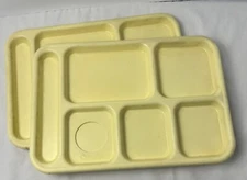 Vtg Cambro Divided Cafeteria Tray 2 Yellow Mustard 14" Craft Project Beading
