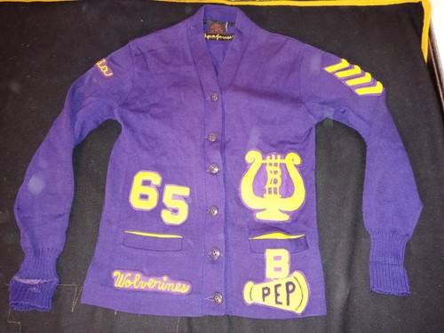 Vintage letterman sweater 60s WOMENS cardigan swea