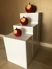 DS-Acrylic Art Sculpture Stand Pedestal Display White 3 Steps set