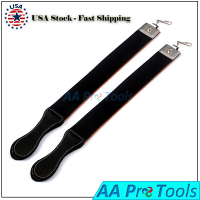 2 Pieces Barber Leather Strop Straight Razor Sharpening Shave Shaving ...