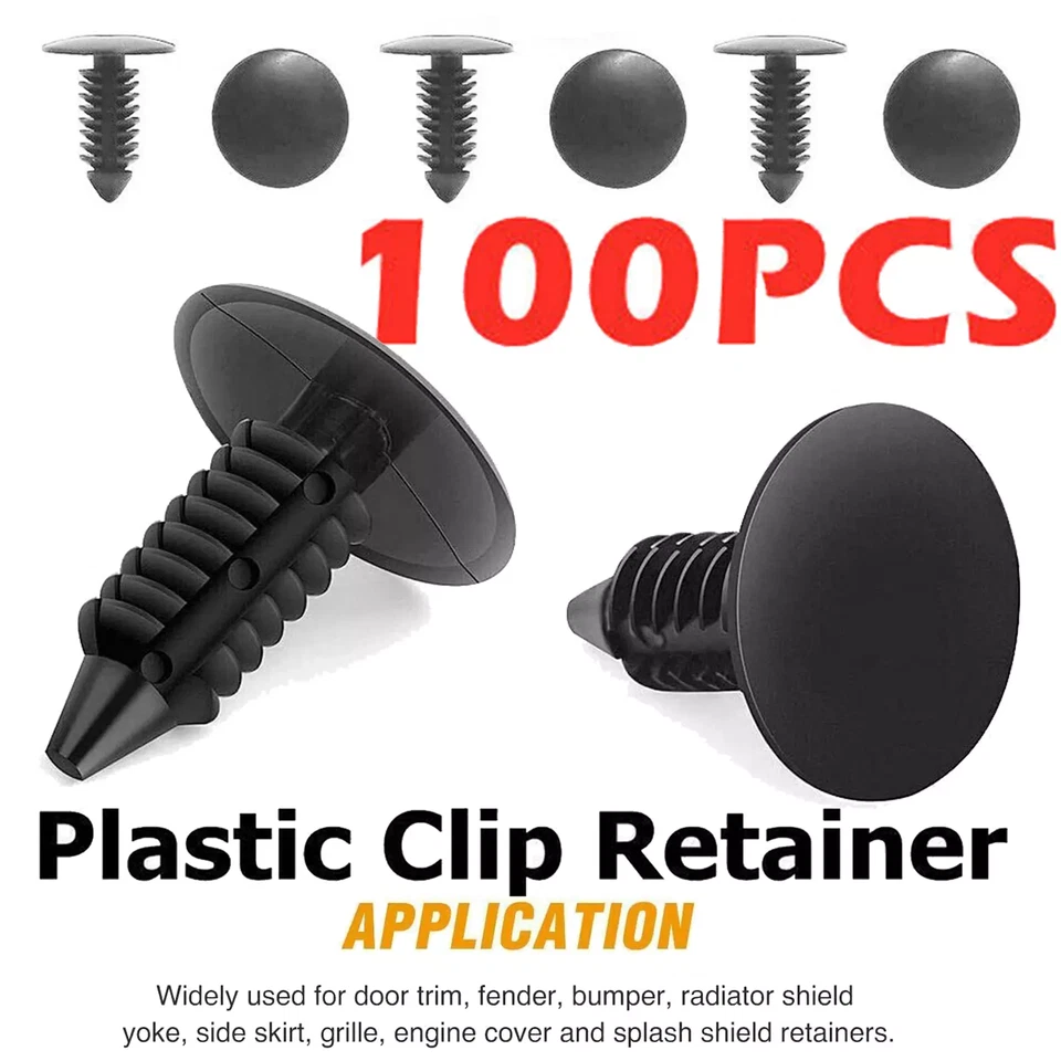 100PCS Bumper Clips Retainer Auto Car Plastic Rivets Fastener Fender Push 8mm BK Foto 4 de 4