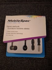 MobileSpec MBS10121 Stereo Metal Earbuds with In-Line Mic - Silver/Black