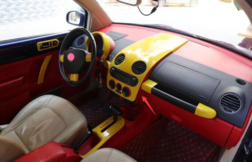 Panel de control de interruptor de CA de consola amarilla 1 pieza para Volkswagen Beetle 2001-2005 Foto 4 de 4