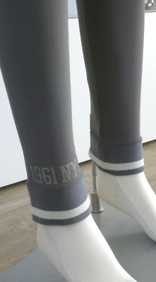 P&I Penn & Ink Hochwertige Leggings Kontrastbündchen lang grau 38 M  NEU NP 90 