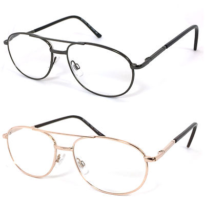 Premium Quality Metal Frame Pilot Clear Lens Reading Glasses Spring Hinge RE54