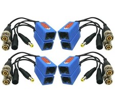 4 Pair Passive Video Balun BNC to RJ45 Adapter with Power 1080P-8MP Surveilla...