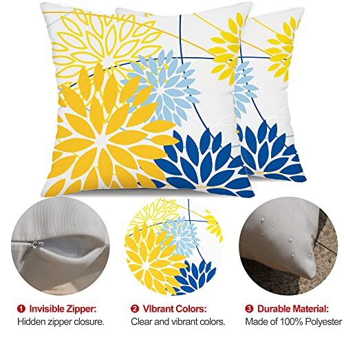 Yellow Patio Pillows AQOTHES Pack Of Outdoor Waterproof Green