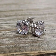 Sterling Silver CZ Stud Earrings