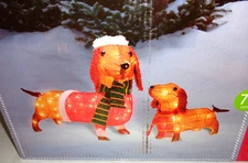 Winter Wonder Lane 2 Light Up Dachshunds 26" & 17" Yard Lawn Art INDOOR OR OUT