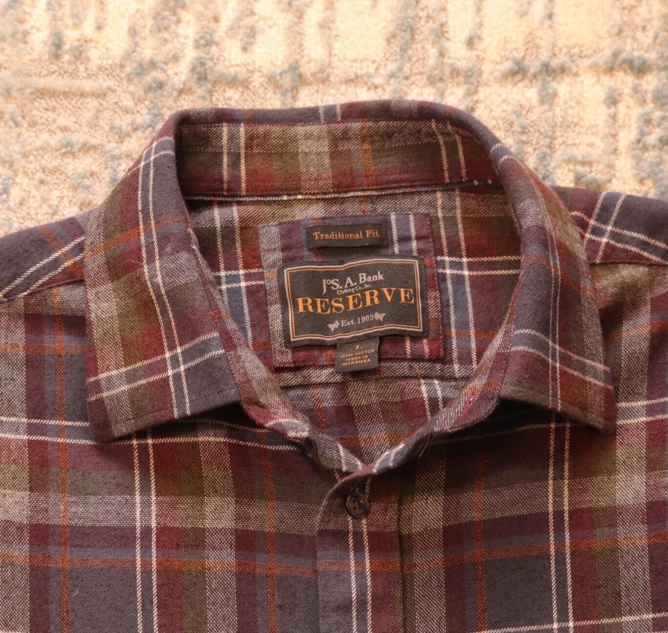 Jos. A. Camisa Oxford Bank Reserve Multicolor a Cuadros Para Hombre Ajuste Tradicional Talla L Foto 2 de 4