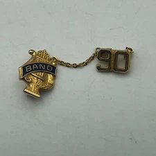 Vintage School Award Band Lyre Lapel Pin w/Chain + "90" or "06" Pin Unsure /