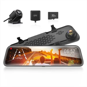 WOLFBOX G840S 12" 4K Mirror Dash Cam Backup Camera 2160P Full HD With Free SD