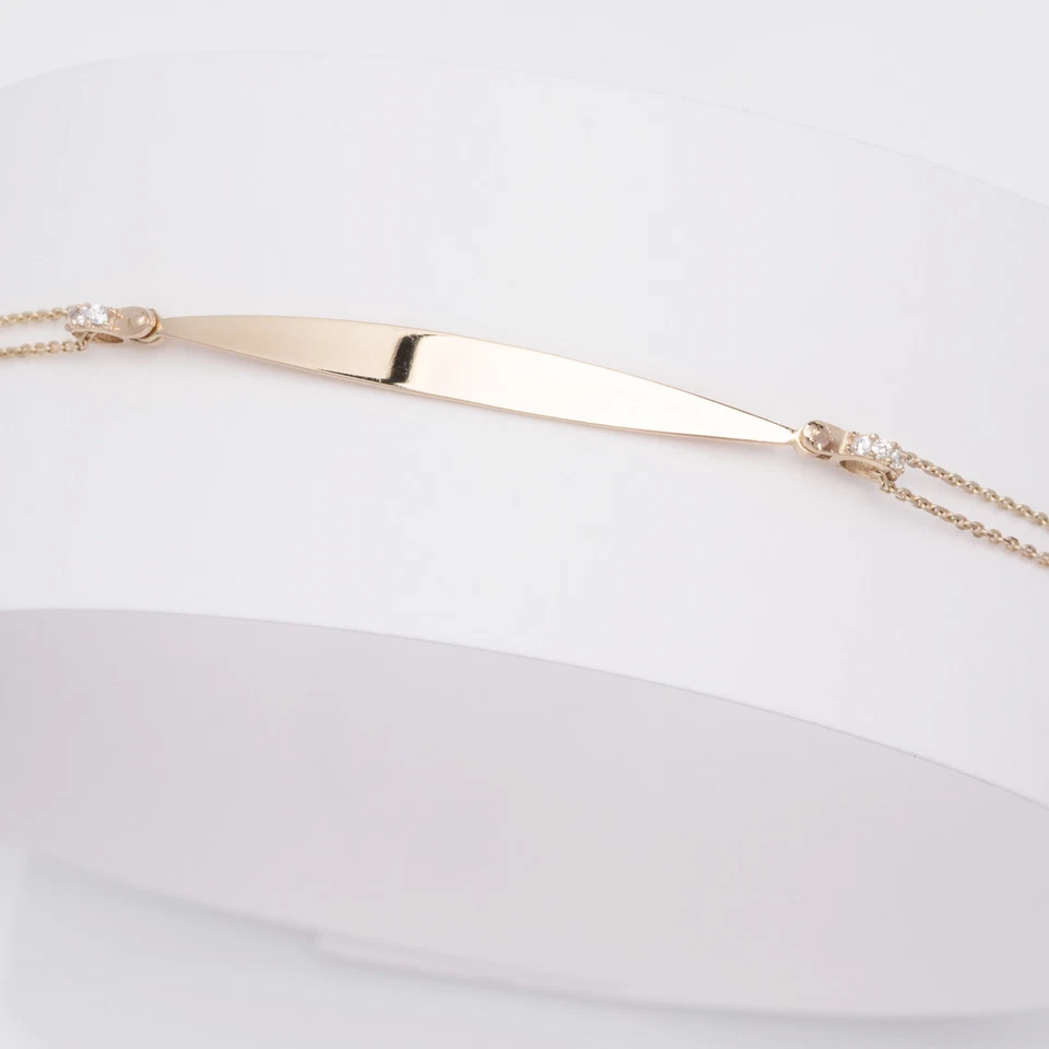 Engravable ID Bracelet in 14K Gold for Personalized Gift for Her - Image 3 of 4