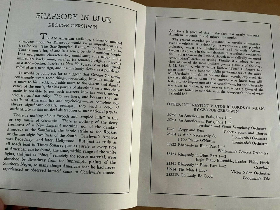 GERSHWIN Rhapsody In Blue Sanroma Fiedler Boston Pops Victor M-358 2x78 12" - Image 3 of 3