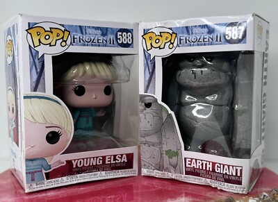 Funko Pop Lot Of 2! Frozen 2 Young Elsa & Earth Giant vaulted Dmg Boxes Figure