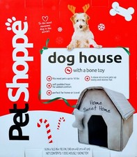 Pet Shoppe Dog House Bone Toy Gift Most Pets Up To 10lbs Home Travel Padded Base