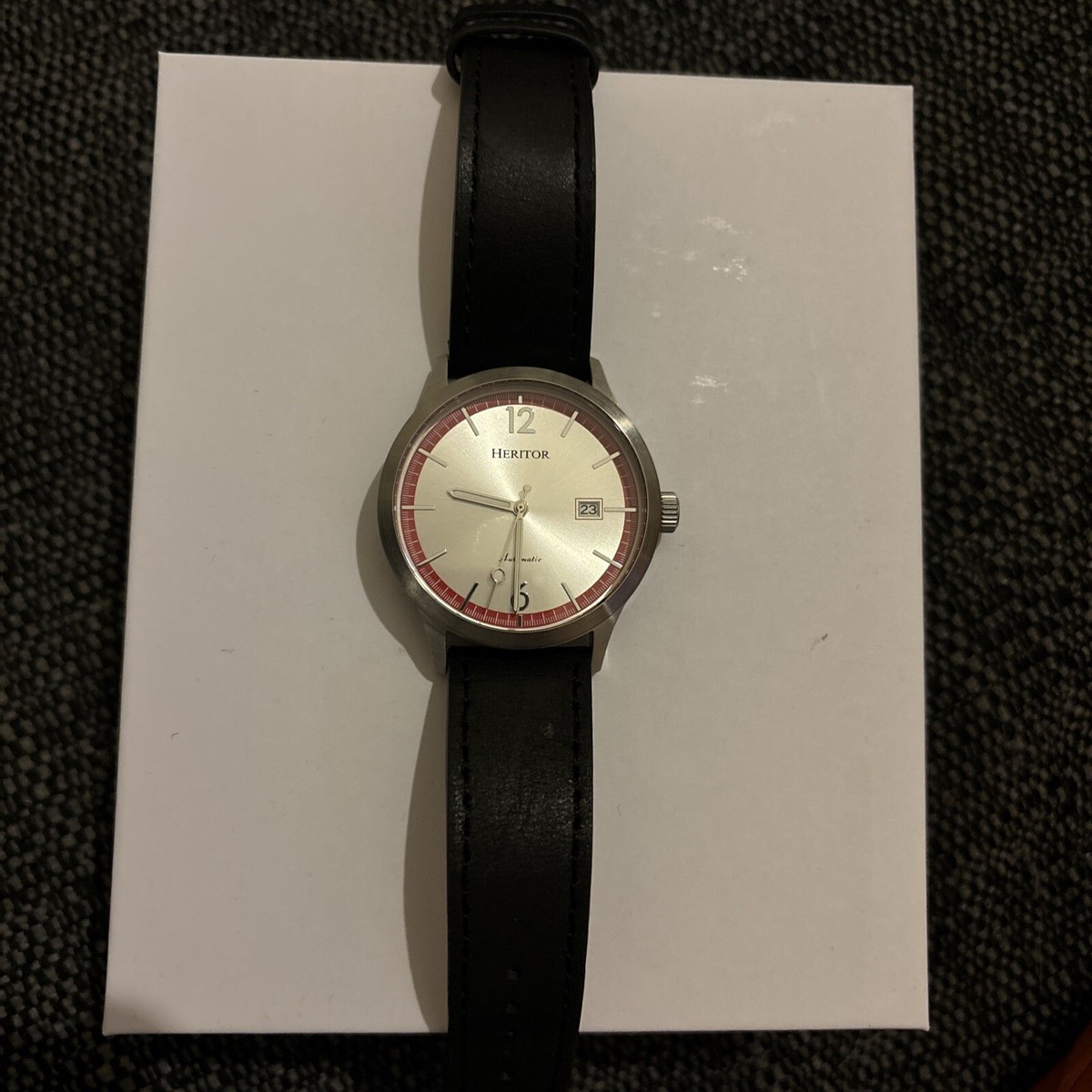 Slightly Used Heritor Automatic Becker Leather-Band Watch w/Date