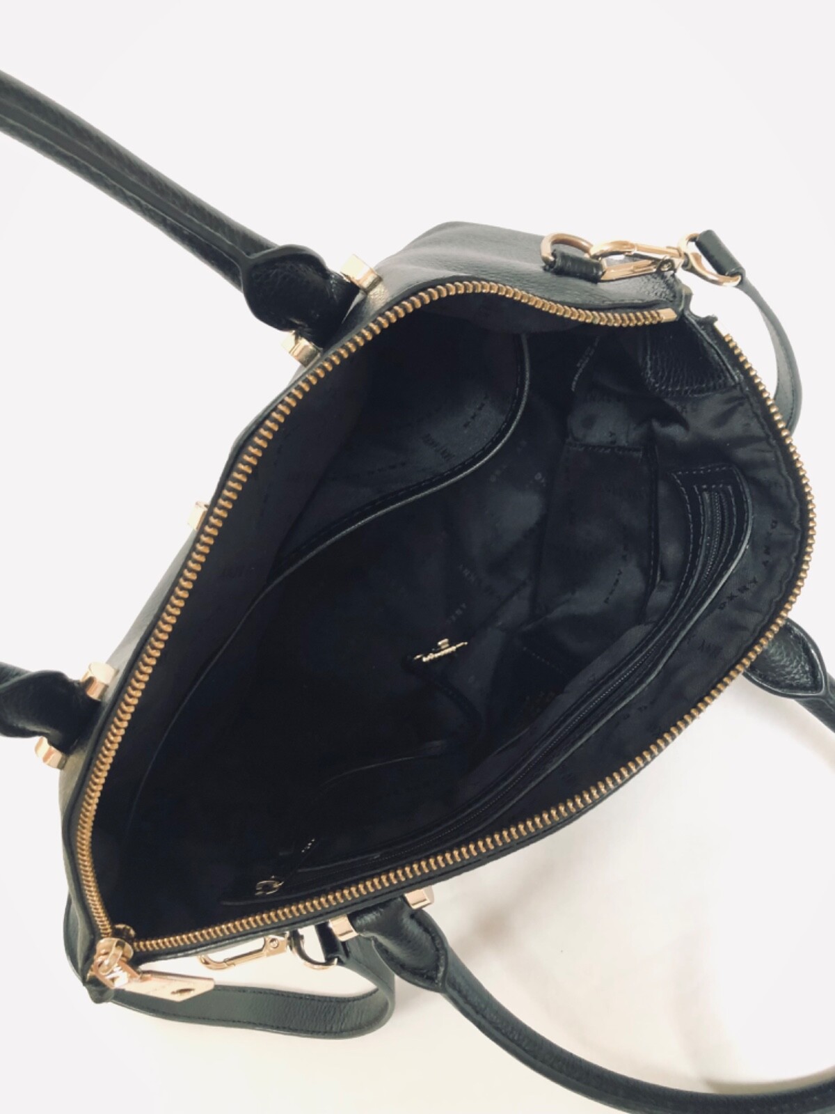 DKNY Elissa Top Zip Pebble Leather Satchel Bag Black … Gem