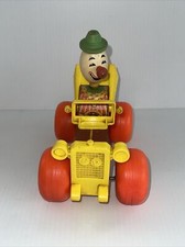 Vintage Fisher Price Jolly Jalopy Circus Clown Pull Toy #724 Wooden Made in USA