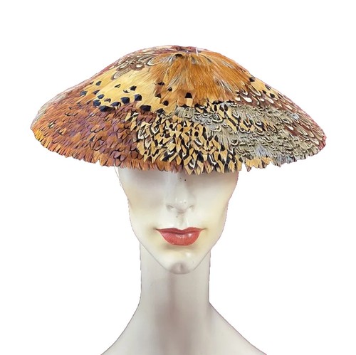 Vintage Woman\'s Feathered Turban Hat Pill Hat Mod Muti Color Feather Pillbox Multi-Color Vintage Hats for Women for sale  main image 4